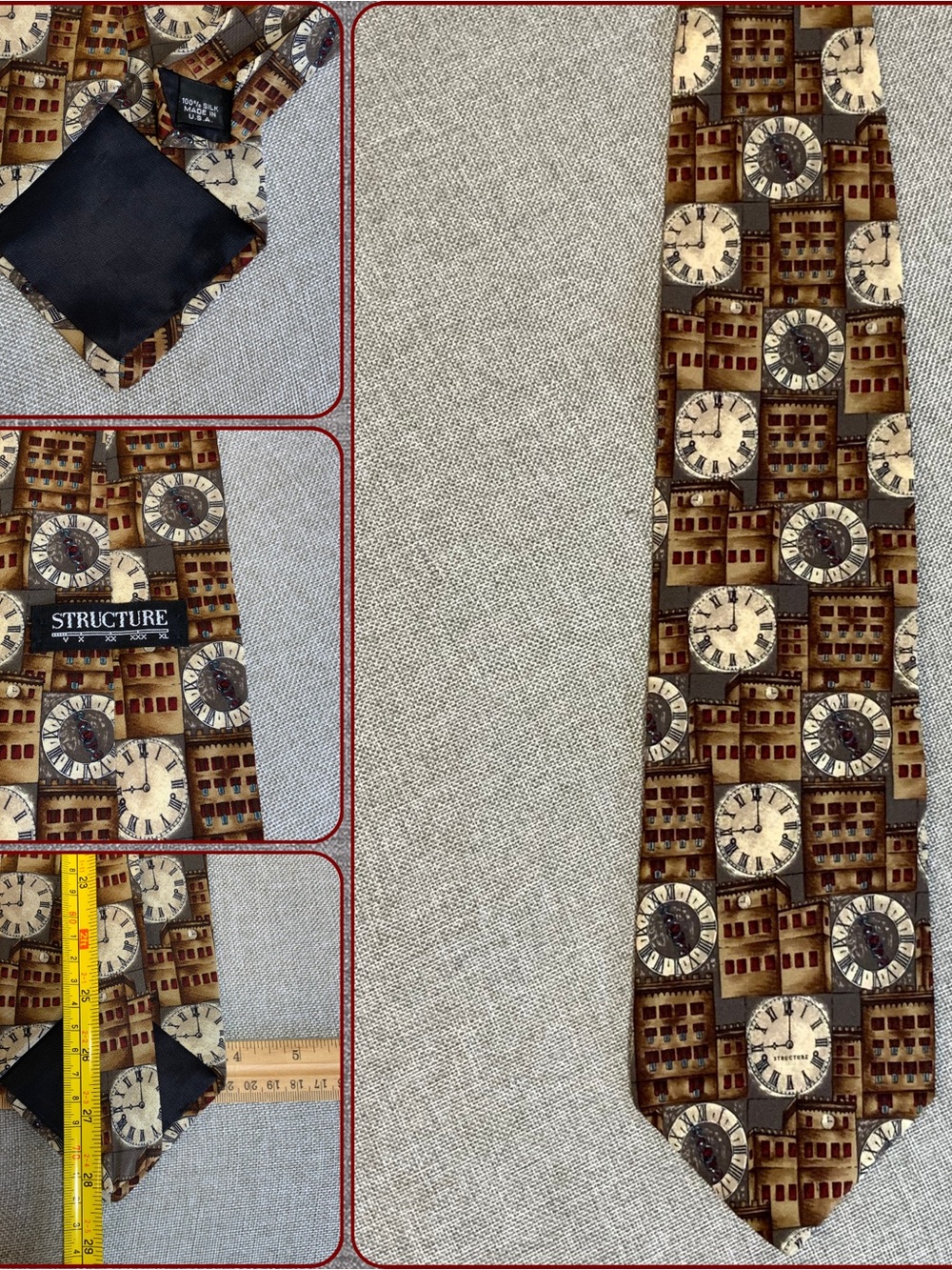 Structure Silk Clock Tower Novelty Tie
